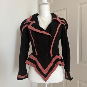 Cache vintage 90s Black and salmon two toned bustier design striped jacket